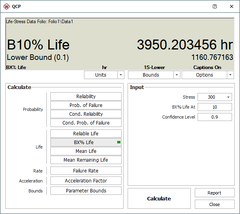 Article The calculated B10 life with 90 lower one sided confidence bounds