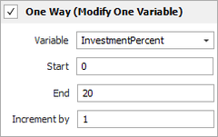 Blocksim sample - configuration of sensitivity analysis page