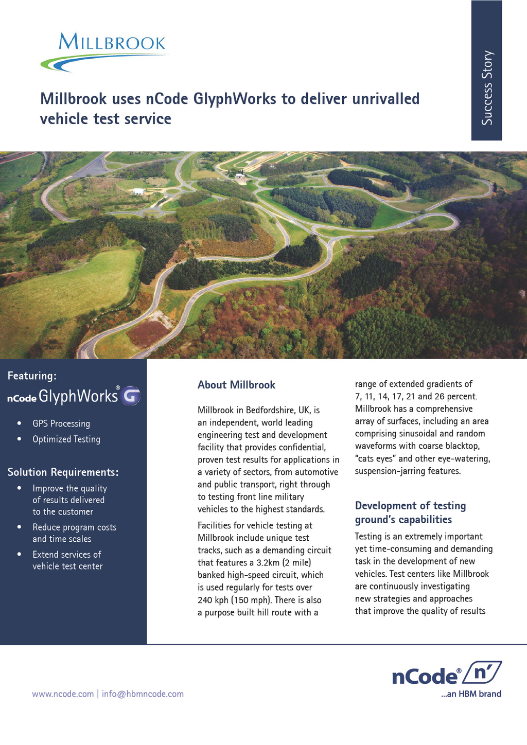 Millbrook Proving Ground uses nCode GlyphWorks