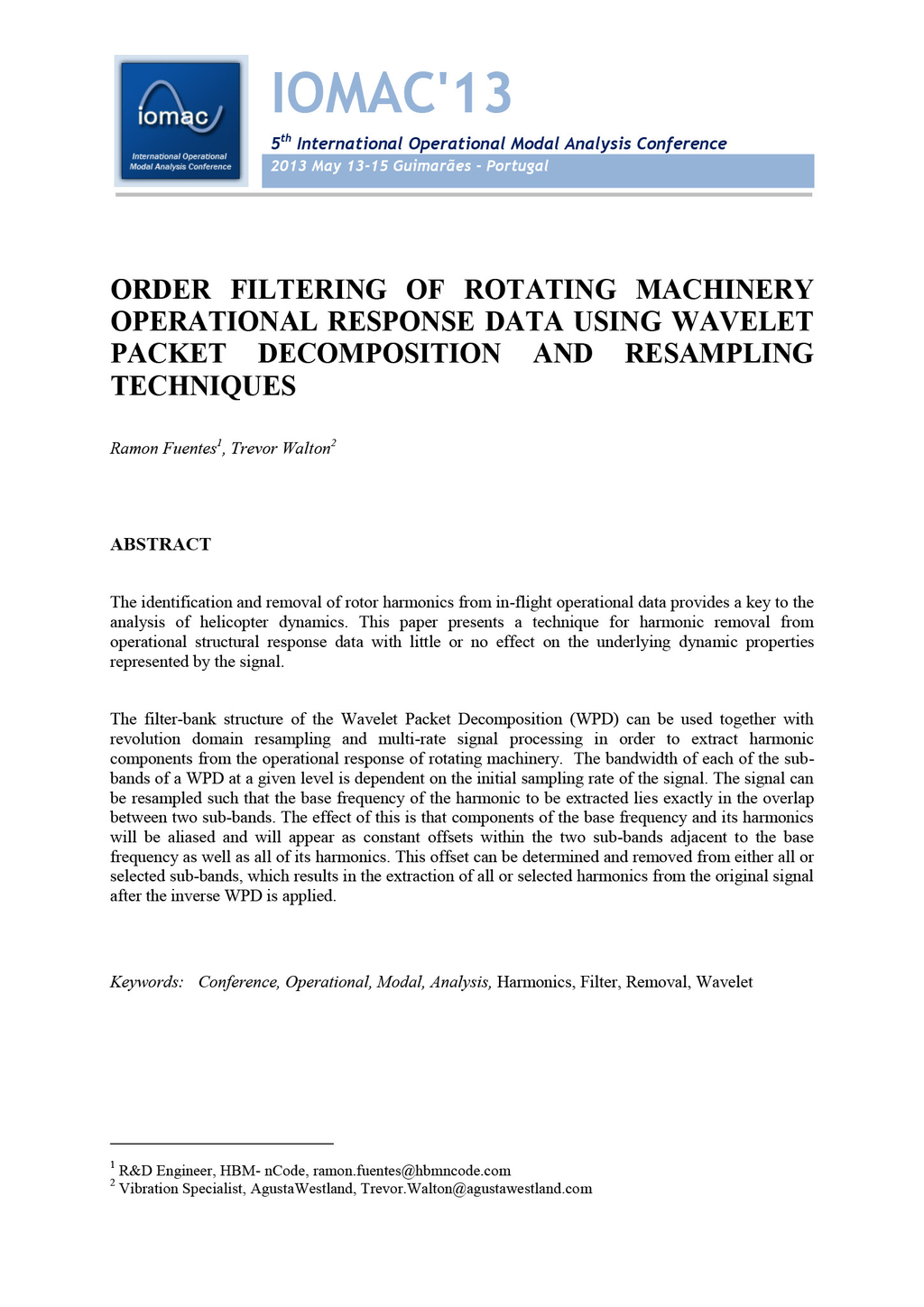 Order filtering of rotating machinery operational response using wavelet packet decomposition and resampling techniques