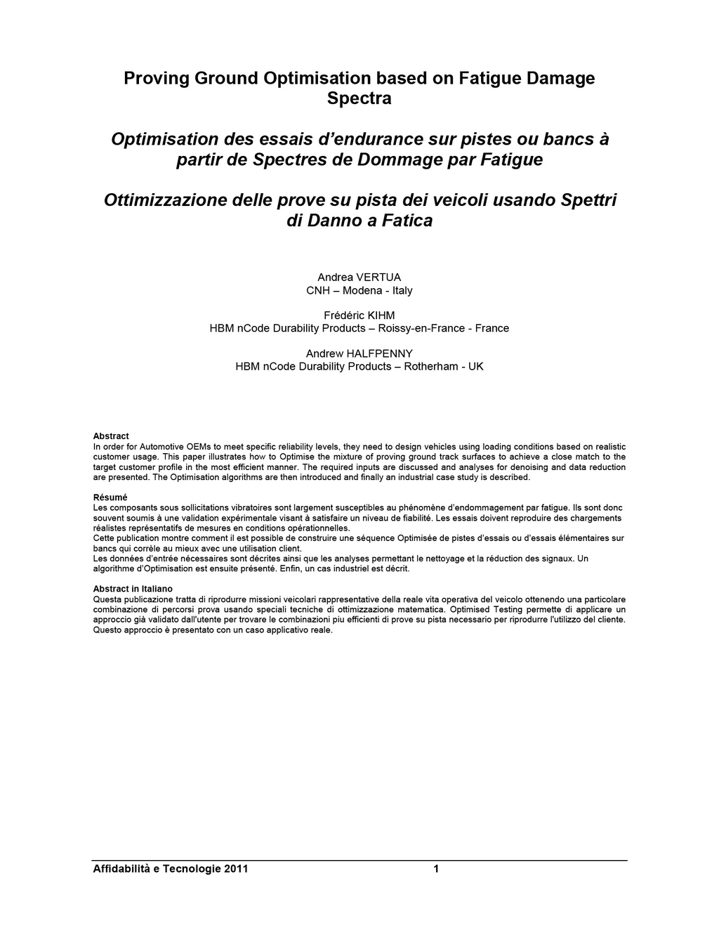 Proving ground optimization based on fatigue damage spectra
