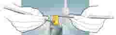 illustration of two hands installing HBM's (now HBK) strain gauge on an object