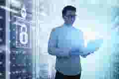 Man with pc security