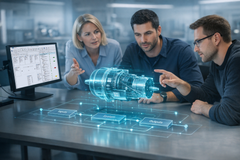 ReliaSoft XFMEA with engineers in front of a 3D visual and monitor v2