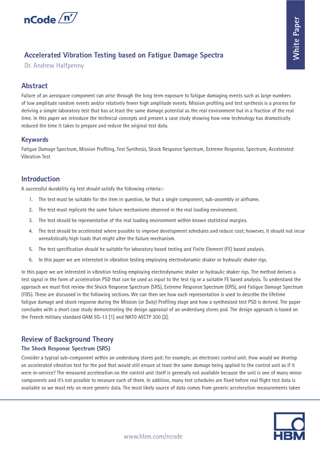 Accelerated vibration testing based on fatigue damage spectra