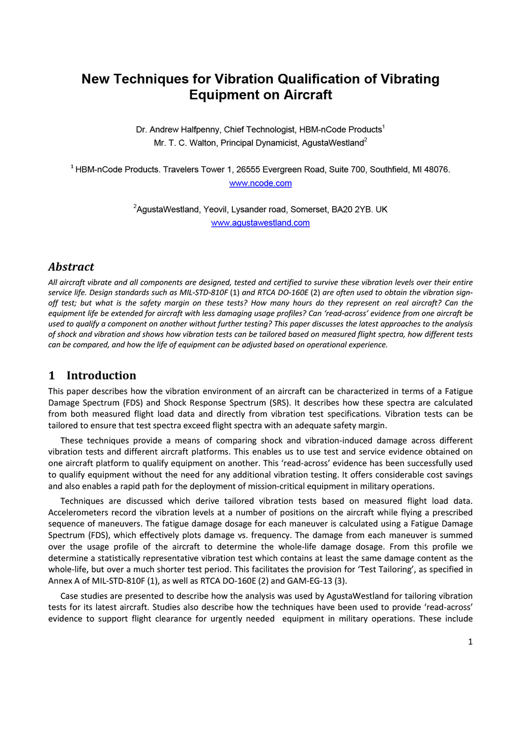 New techniques for vibration qualification of vibrating equipment on aircraft