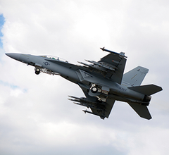 A US Navy F-18 Super Hornet soon after take off STOCK