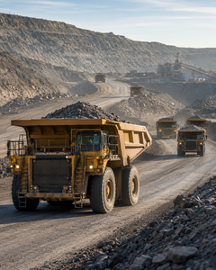 Haul truck fleet in operation