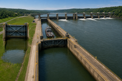 Modern Lock Dam Waterway Infrastructure