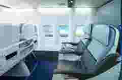 seats of an airplane submitted to an acoustic material testing