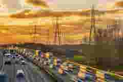 Early rush hour scene with lens flares