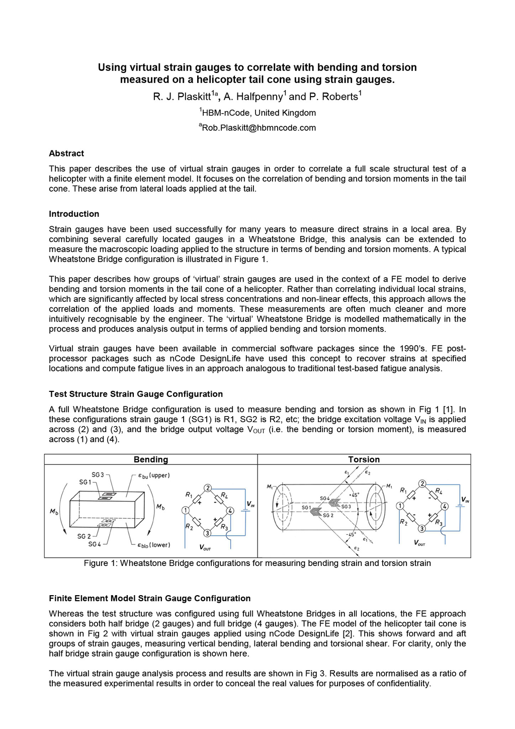 Using virtual strain gages to correlate with bending and torsion measured on a helicopter tail cone