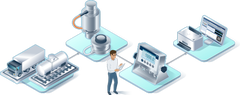 Infographic of a measurement chain for truck scales in isometric perspective