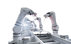 oem sensors Automation Industry Concept With 3d Rendering Robot Assembly Line In