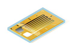 Illustration of a strain gauge in isometric perspective