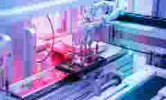 robot with vacuum suckers with conveyor in manufacture phone factory,Smart factory industry 4.0 concept.
