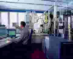 Torque calibration lab with man controlling measurement