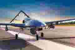 Armed unmanned aerial vehicle on runway 1
